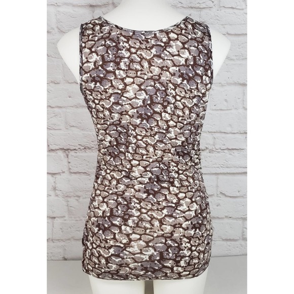 CAbi #967 Cobblestone Print Ruched Sleeveless Tank/Top ~ Size Medium - Picture 3 of 8